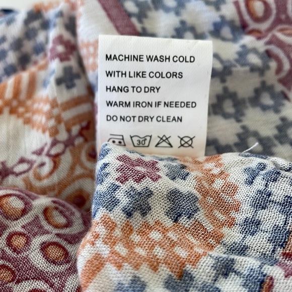 VELZERA tunic dress size XL red blue yellow beach coverup fringe - Picture 9 of 9